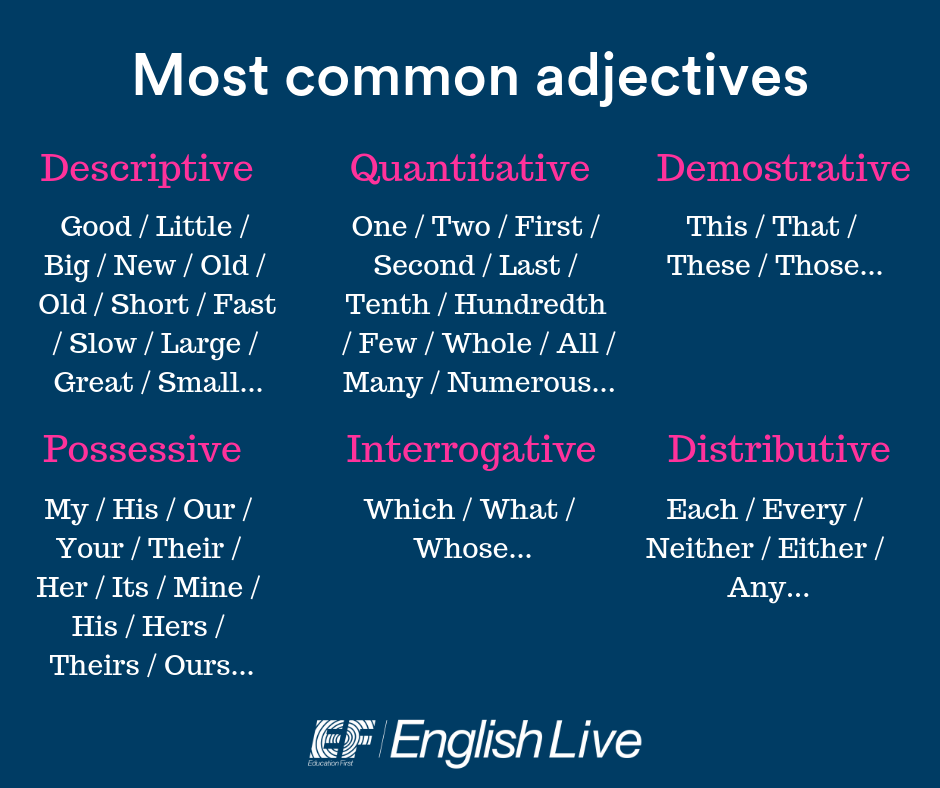 Adjectives. Common adjectives. Descriptive adjectives. Adjectives in English.